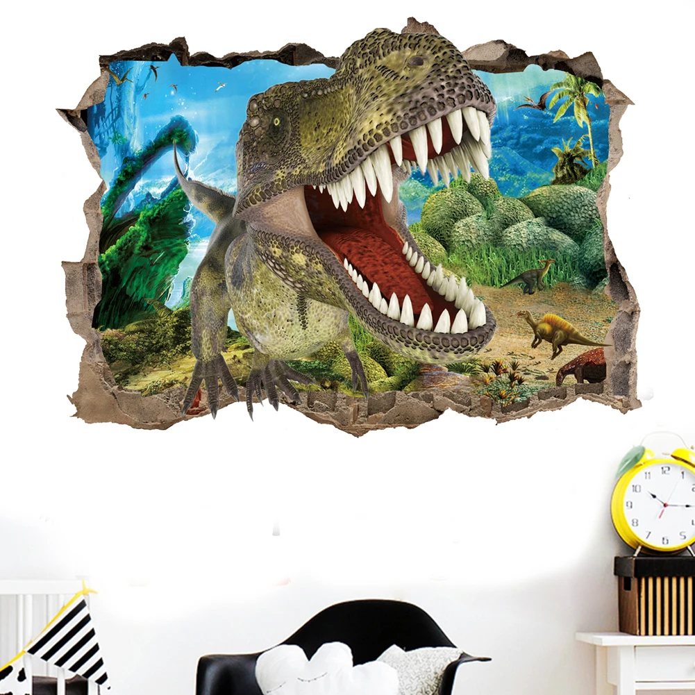 Vinilos Pared Infantil Pegatinas De Pared De Animal De Dinosaurio  Tiranosaurio Rex Para Habitacion De Niños, Decoración Del Hogar, Calcomanías  De Pared Vívidas 3d, Póster Artístico Mural De Pvc - AliExprs Vinilos, image size:1001x1001
