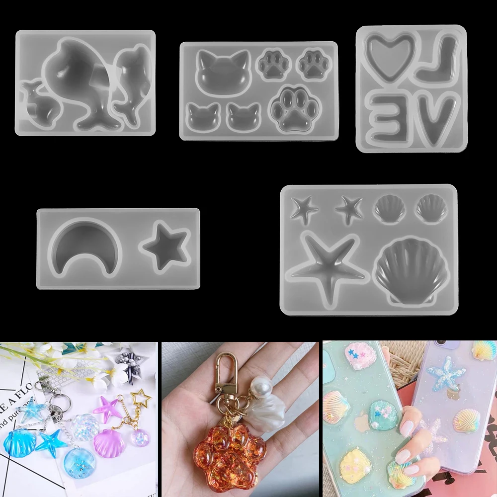 

1pcs Moon Shell Cat UV Resin Pendant Earrings Key Chain Epoxy Resin Molds For DIY Jewelry Making Finding Tools Candle Pot Mold