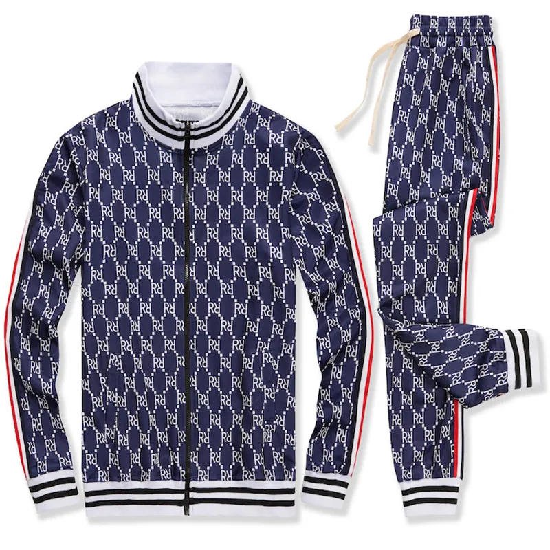 Мужской спортивный костюм из 2 предметов повседневная толстовка на молнии с