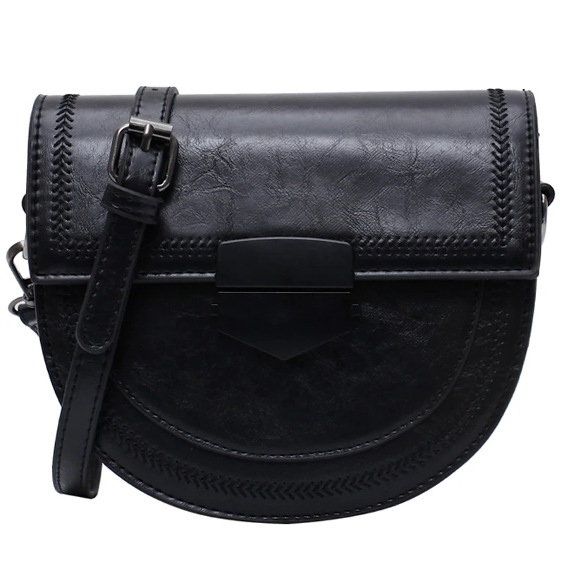 

iVog New Arrival Everyday Ladies Small Messenger Shoulder Handbag Black Geometric louis Fashion Saddle Bags for Women 2019