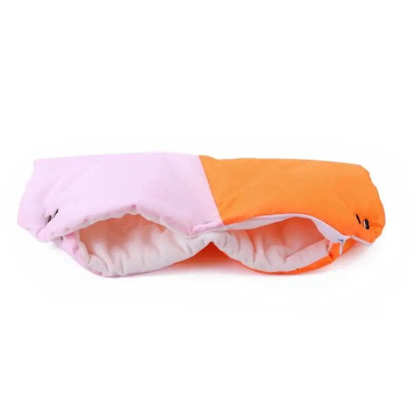 Зимняя коляска, варежки, рукавицы для рук, муфта для коляски, аксессуары для коляски, для новорожденных, детское кресло, ветрозащитные перчатки, теплые уличные перчатки - Цвет: Pink Orange