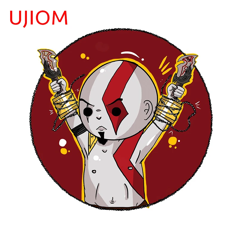 Ujiom Q Version God Of War- Kratos Wall Sticker Decorazione Della Casa Moda Impermeabile Wall Cabinet Stickers Room Decor Art Decalcomanie