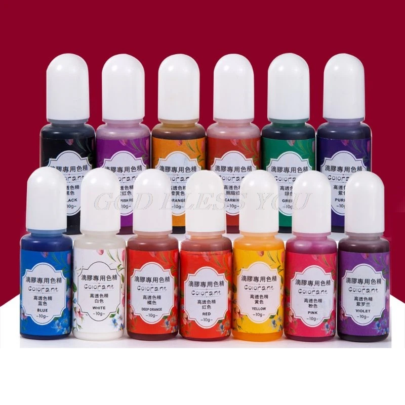 13 Colors Epoxy UV Resin Coloring Dye Liquid Epoxy Pigment Resin Colorant Fading Resistance10ml Translucent Pigment