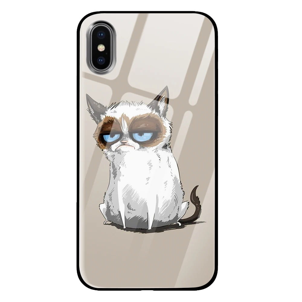 Японские чехлы для телефонов с рисунком кота из закаленного стекла для iPhone 5 5S SE 6 6s 7 8 Plus X XS Max XR задняя крышка - Цвет: 10