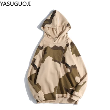 

YASUGUOJI Hip Hop Camouflage Patchwork Hoodie Men New 2020 Spring Streetwear Hooded Mens Hoodies Loose Pullovers Sweatshirt Men