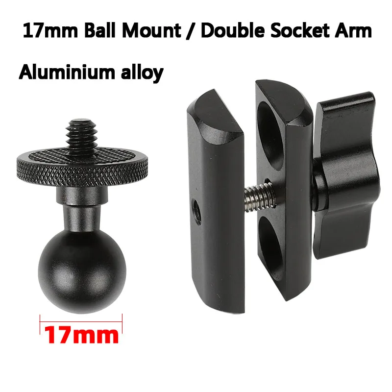17mm Ball Mount Double Socket Arm Clamp Joint Connecting Rod 1 4 Adapter Action Camera Phones Gps Holder Accessories Sports Camcorder Cases Aliexpress