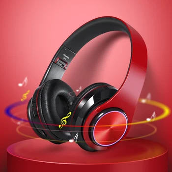 

Foldable Headphone Gaming LED Colorful Breathing Light Portable Built-in FM With MIC Mp3 Player Wireless Bluetooth Headsets