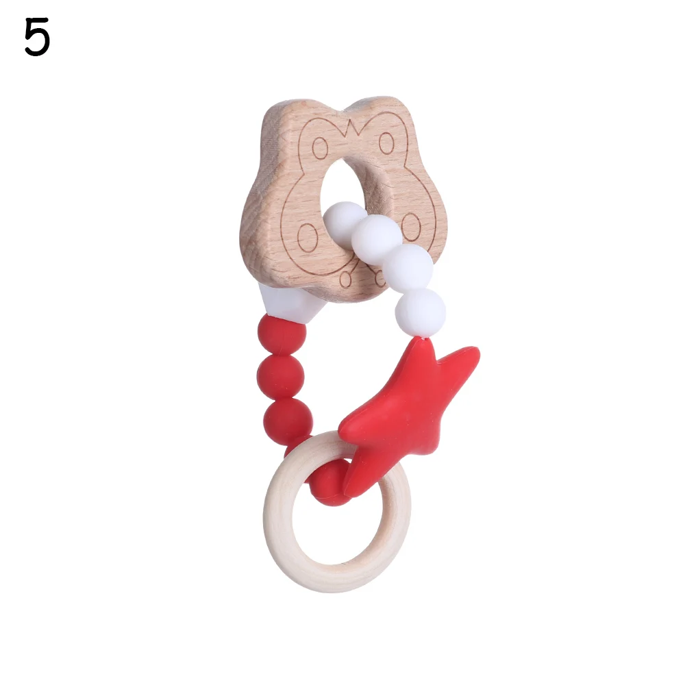 Style 2 - 5 1 шт. DIY деревянный Прорезыватель для зубов Браслеты Натуральный Слон Дерево крючком бусины медсестры ребенок прорезыватель игрушки подарок - Цвет: Style 2 - 5