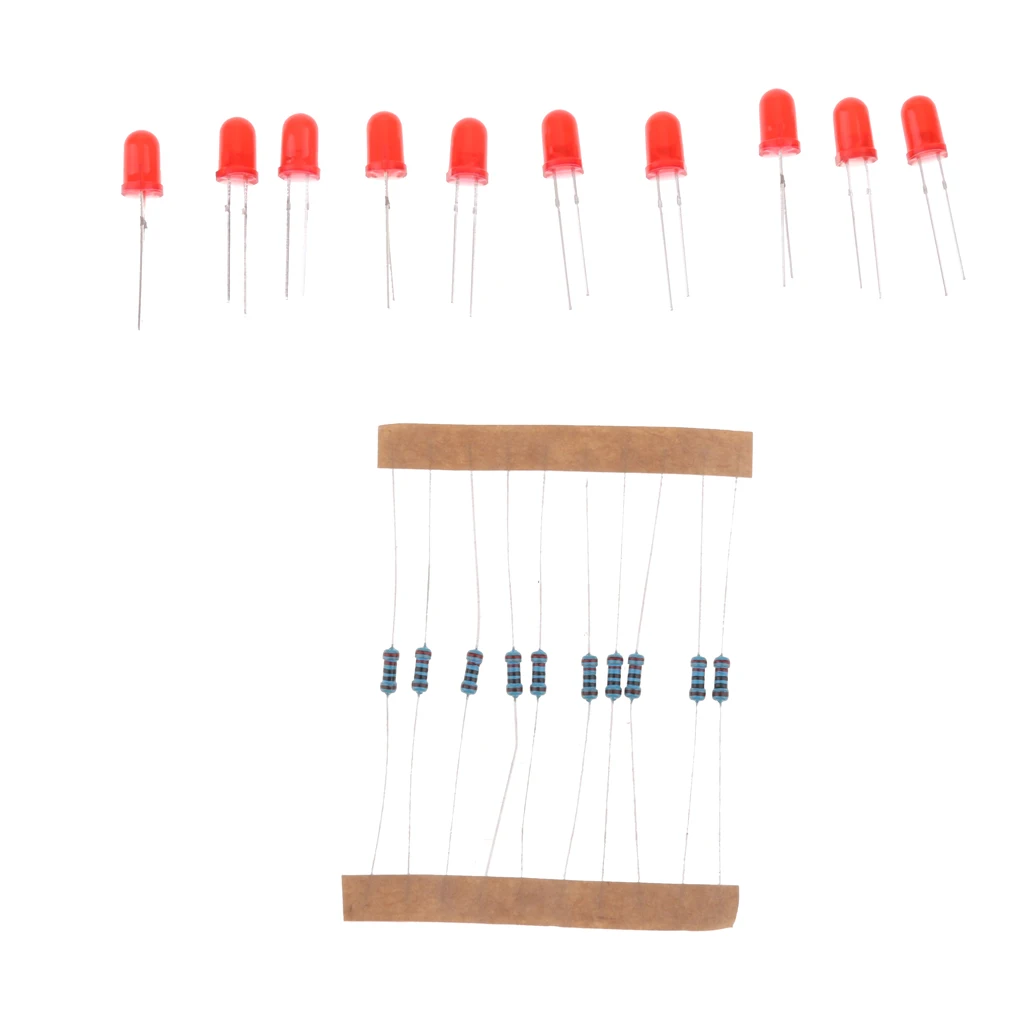10Pcs LED Light 5MM + 220 Ohm Resistor for Raspberry Pi MCU | Автомобили и мотоциклы