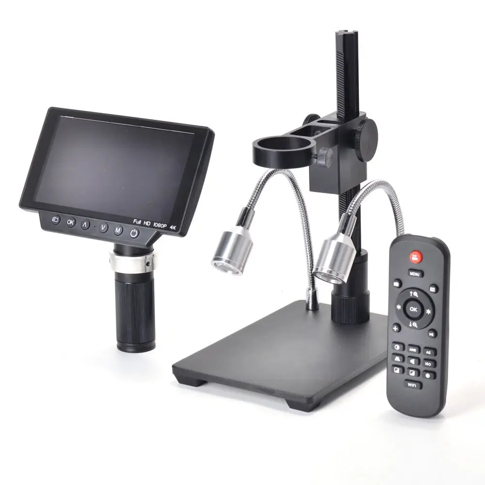 HY-1070 16MP 4K 1080P 60FPS USB WIFI Digital 150X Industry Microscope Camera with 5 Inch Screen C-mount Len 1/2.3 Imaging Sensor - Цвет: UK plug