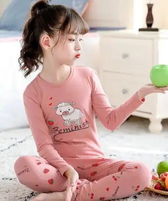 StyleI H5731 Хлопковая пижама для девочек теплая Домашняя одежда костюм для подростков на осень и зиму Удобная Милая Ночная рубашка с длинными рукавами и круглым воротником - Цвет: StyleI