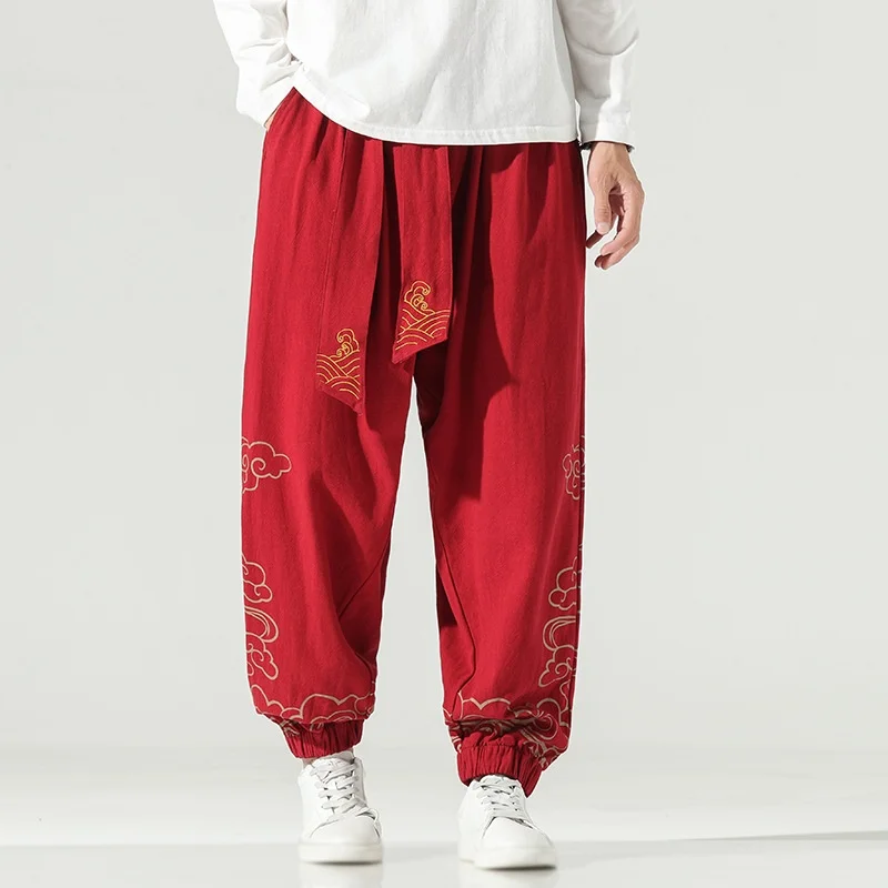 Chinese Style Retro Cotton Kung Fu Pants Men Clothing Autumn Fashion Clothes Loose Casual Pants Plus Size Harem KK3828