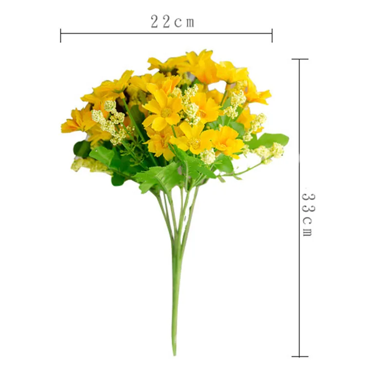 7 вилок искусственные герберы(Ромашки) букет цветов для украшения дома и сада DIY свадебные арки цветок стены Свадебный букет Флорес