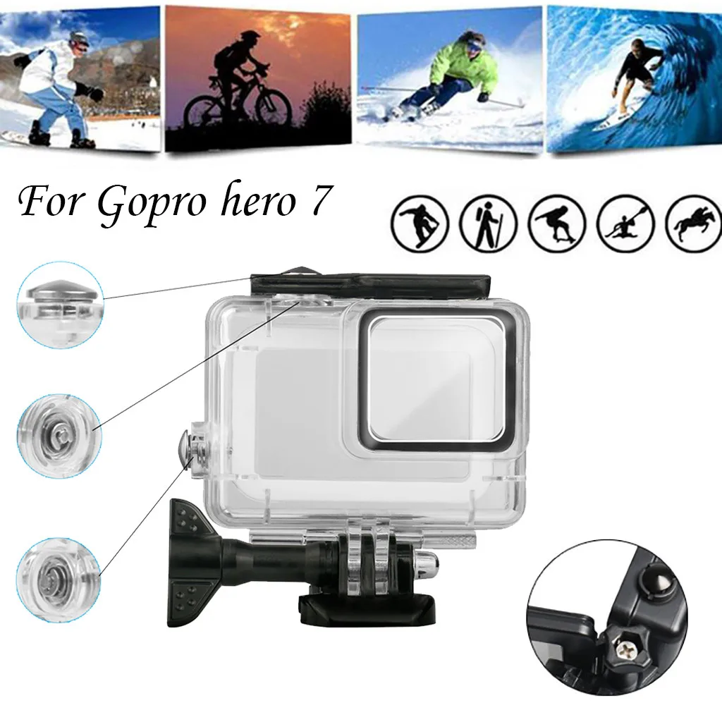 Водонепроницаемый корпус для Gopro Hero7 белый и серебристый защитный 45 м чехол