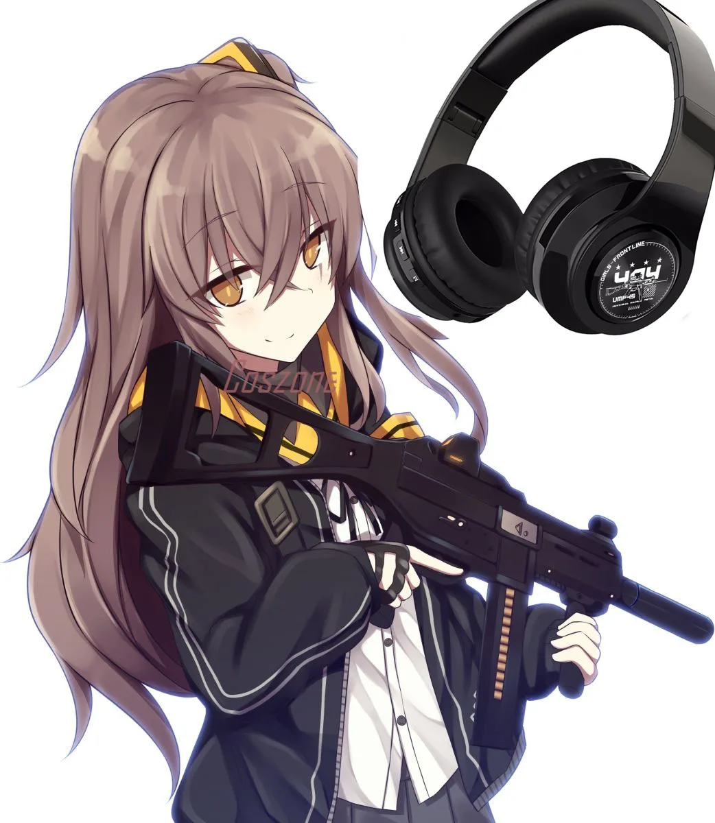 

UMP45 Theme Game Girls Frontline Cosplay Headset Wireless Bluetooth Daily Earphone Unisex Student Cosplay Prop