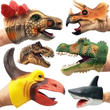 

Dinosaur Hand Puppet Soft Vinyl Rubber Animal Head Hand Puppet Figure Toys Gloves Children Model Kids Gift Puppets Movable doll