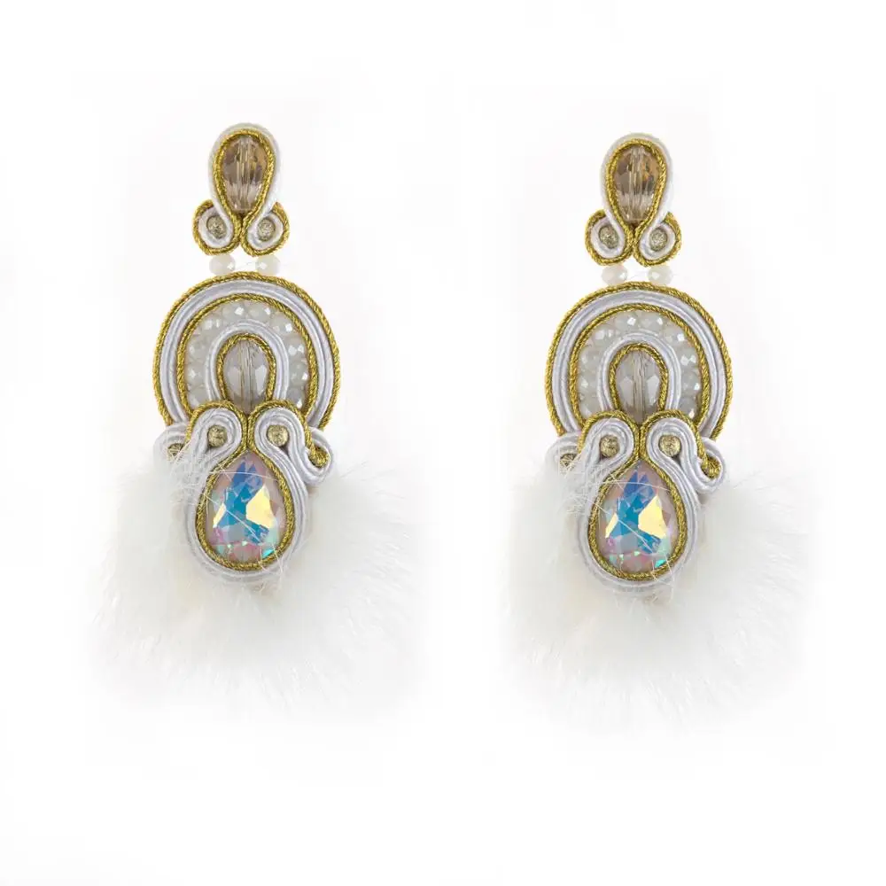 KPacTa Fashion Earrings Ethnic Style Geometric Jewelry Ladies Jewelry Handmade Leather Pendant Multicolor Ladies Tassel Earrings - Окраска металла: white