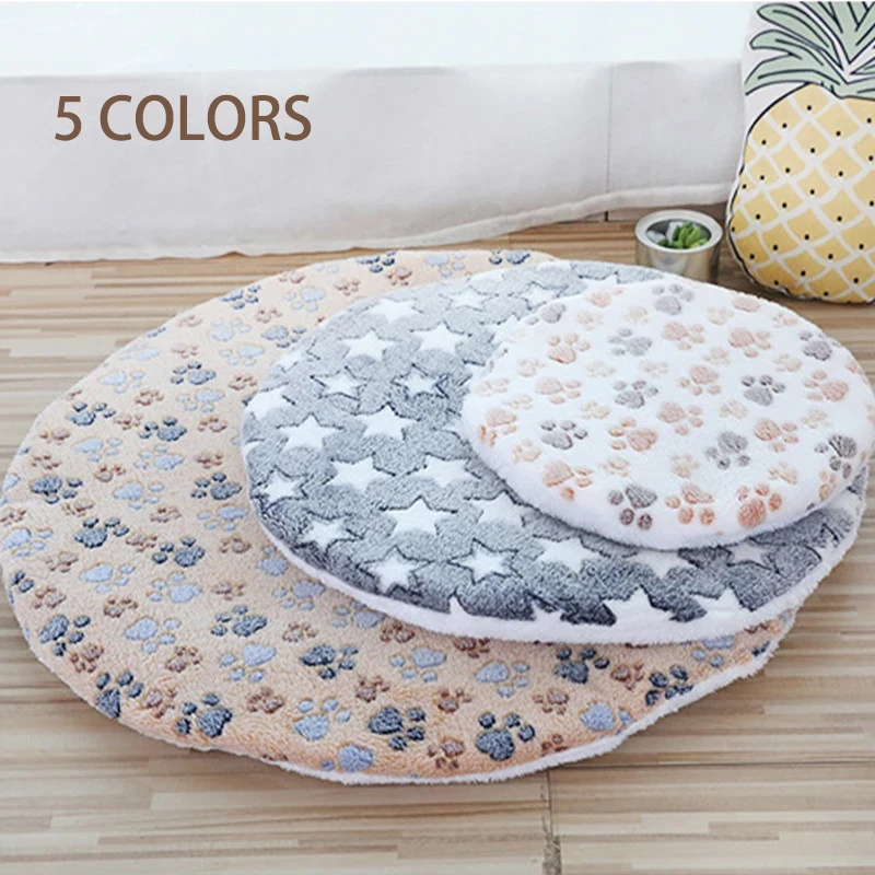 Alfombra polar de Coral para mascota suave y cálida, manta redonda lavable para mascotas, camas cálidas de doble cara para perros pequeños, medianos y gatos