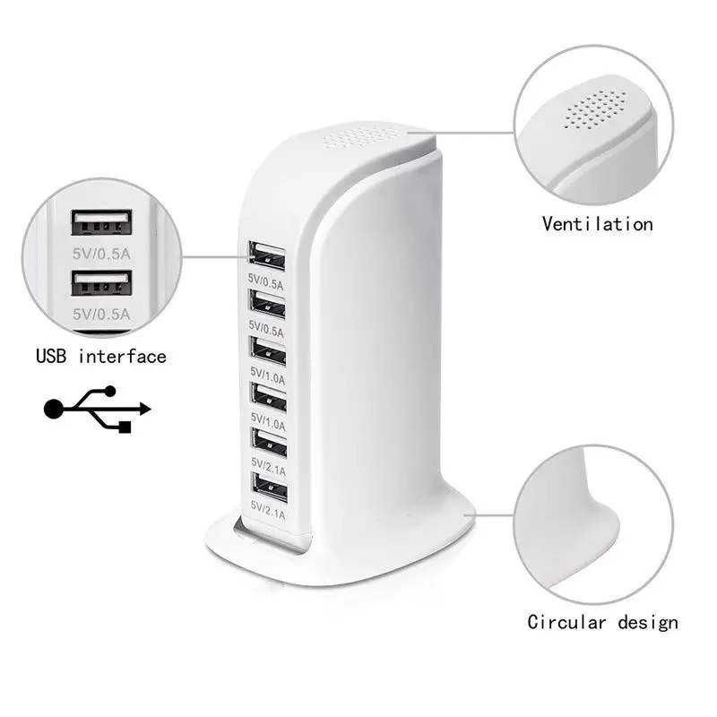 Полный Мульти USB Зарядное устройство, 30W 6-Порты и разъёмы зарядка через usb паяльная станция для iPhone X/XS/XR MAX/8/7 Plus/6 Plus/6 S Plus 5S iPad Pro Air Mini samsung г
