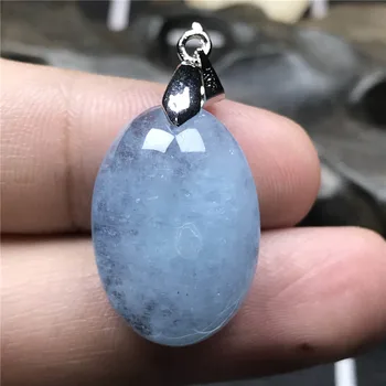 

Genuine Blue Aquamarine Pendant Jewelry For Women Men Clear Stone Beads 925 Silver 22x15x8.7mm Water Drop Necklace Pendant AAAAA