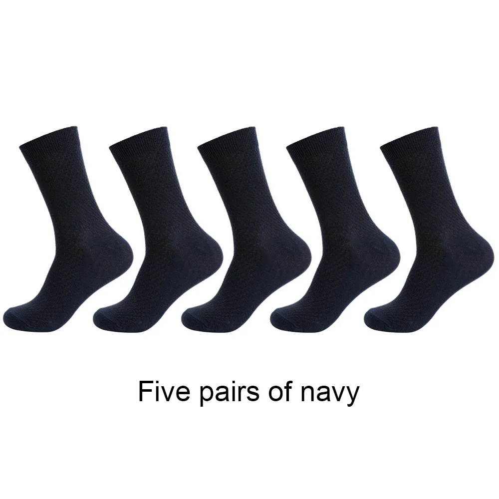 5 Pairs Bamboo Fiber Men's Socks Autumn Winter Deodorant Business Socks Men Long Size EUR 40-46 High Quality - Цвет: 3