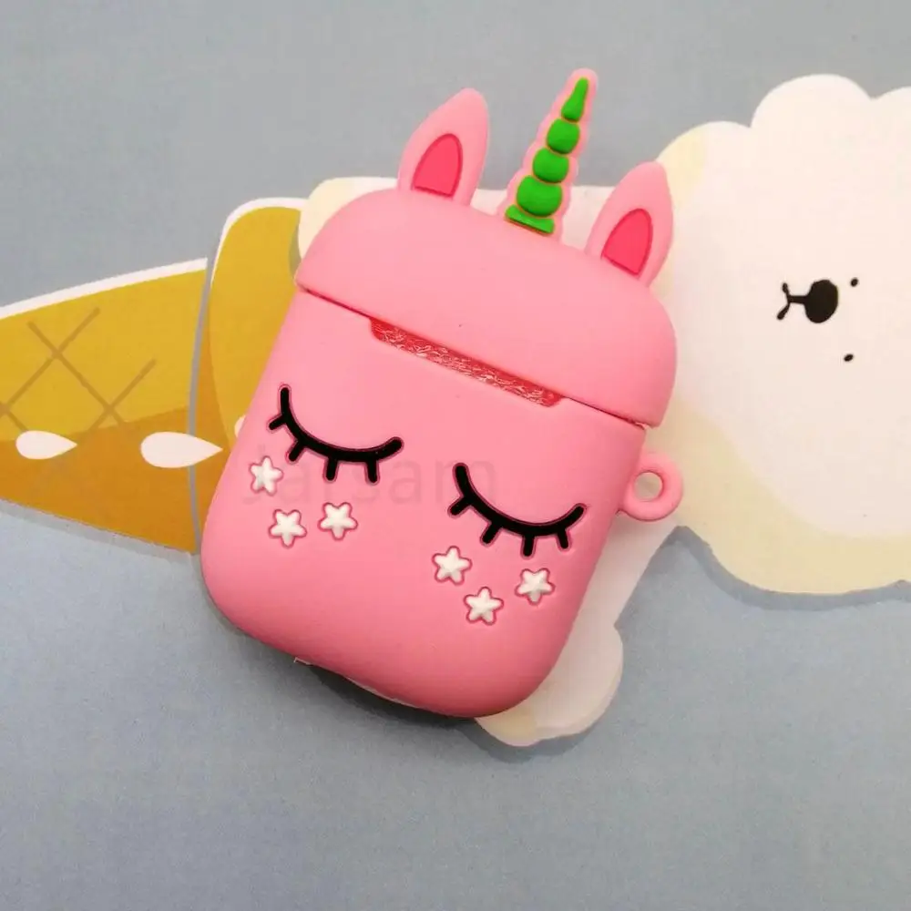 pinkhorse Чехол для Airpods, силиконовый чехол для Apple Air pods, милый чехол для наушников, 3D чехол для наушников, аксессуары для наушников - Цвет: pinkhorse