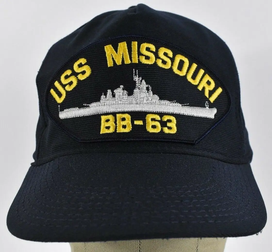 

Printed Navy Blue USS Missouri BB-63 Printed Baseball hat cap Adjustable Snapback
