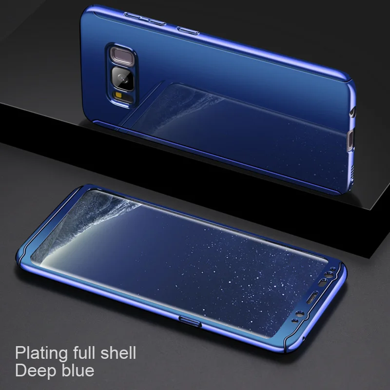 360 полноградусный противоударный чехол для телефона Samsung Galaxy S8 S9 Plus покрытие зеркальная задняя крышка защитный чехол для телефона чехол - Цвет: Синий