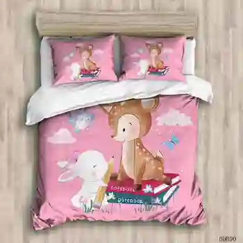 

Cartoon Deer and rabbit for Girls and Children Bedding set with pillowcases Twin Full Queen sizes 2/3pcs
