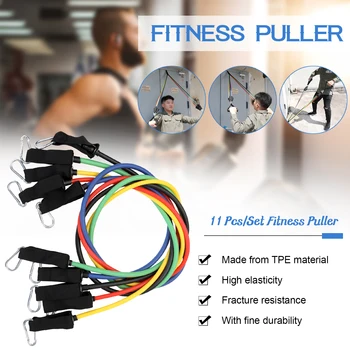 

11 Pcs/Set Fitness Puller Multi-functional Muscle Strength Yoga Training Rope Resistance Belt for Home Gym Travel Pilates