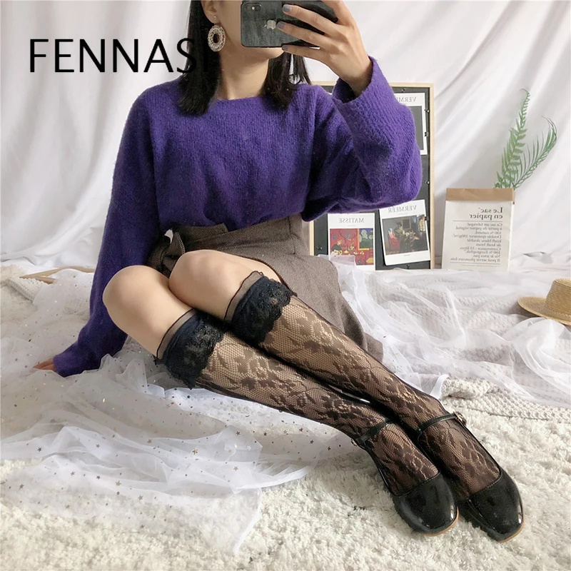 FENNASI, женские носки, розовые, кружевные, Лолита, кавайные носки, милые, липкие, женские, с принтом, пикантные носки, две вещи, Harajuku, забавные