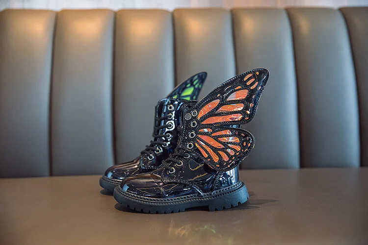 New Winter Child Shoes PU Leather Waterproof Wing Martin Boots Kids Snow Boots Brand Girls Boys High Boots Fashion Sneakers