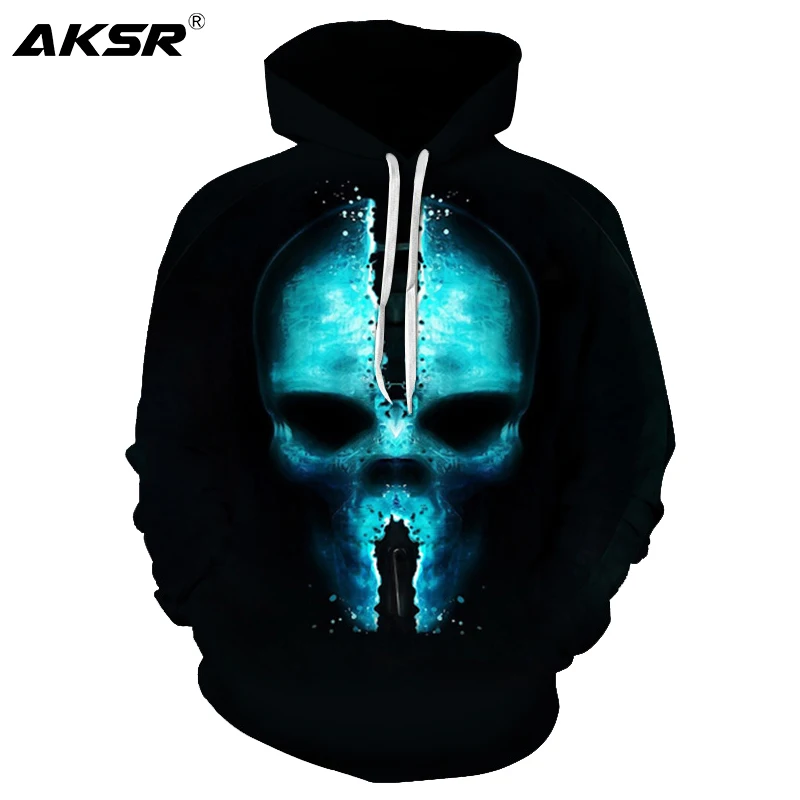 

AKSR 2019 Autumn Men 3D Hoodies Sweatshirt Skull Funny Hoodie Pullover Hooded Sweatshirts Hip Hop Men Hoodie Streetwear Sudadera