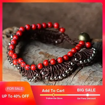 

ethnic charm bracelets for women zinc alloy drop bangle red natural stone rope chain toggl-clasps vintage jewelry fashion 2018