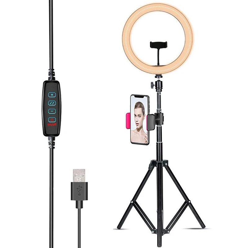 

Photography LED Selfie Ring Fill Light Dimmable Camera Phone 10 Inch Ring Lamp With Stand Tripod For Makeup Video Live Studio