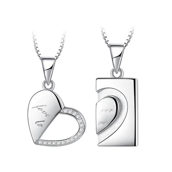 

2Pcs/set Simple Fashion Heart-shaped Puzzle Couple Necklaces Set Valentine's Day Gift