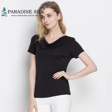 Женская одежда из чистого шелка, трикотажная женская футболка с круглым вырезом и коротким рукавом, размер L XL XXL XXXL