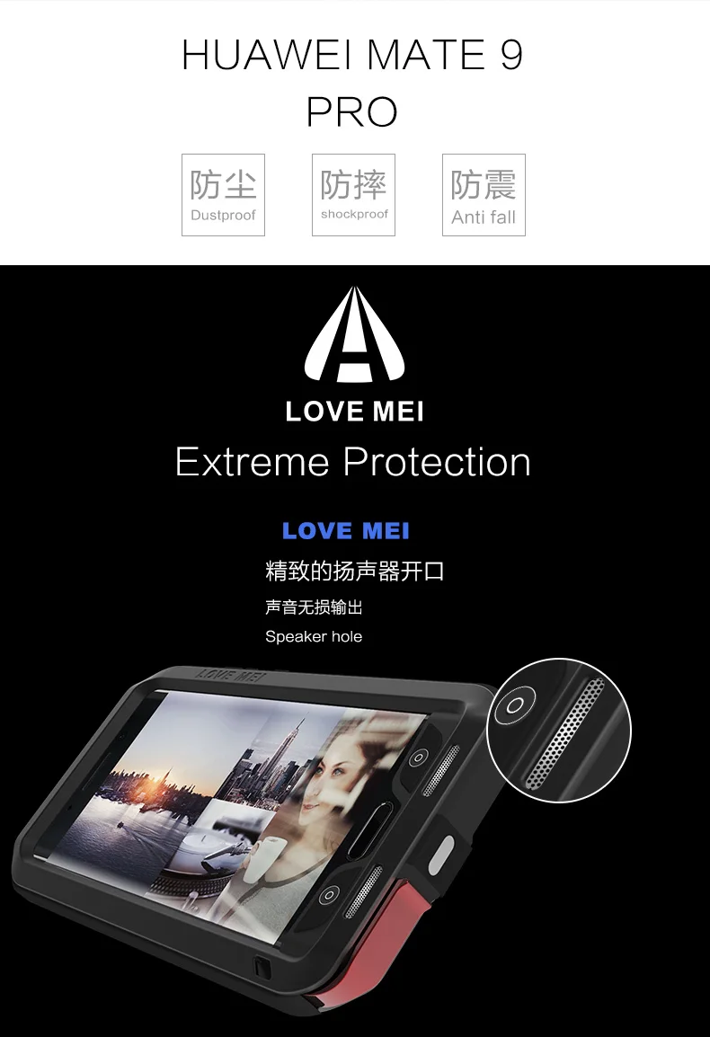 Металлический Алюминиевый Чехол LOVE MEI для Huawei Mate 9 Pro, мощный противоударный чехол для Huawei Mate 9 Pro(5,5 дюйма), чехол