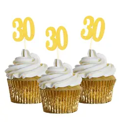Кекс Toppers день рождения золотой блеск количество палочки для торта на день рождения Празднование для тортов украшения юбилей вечерние