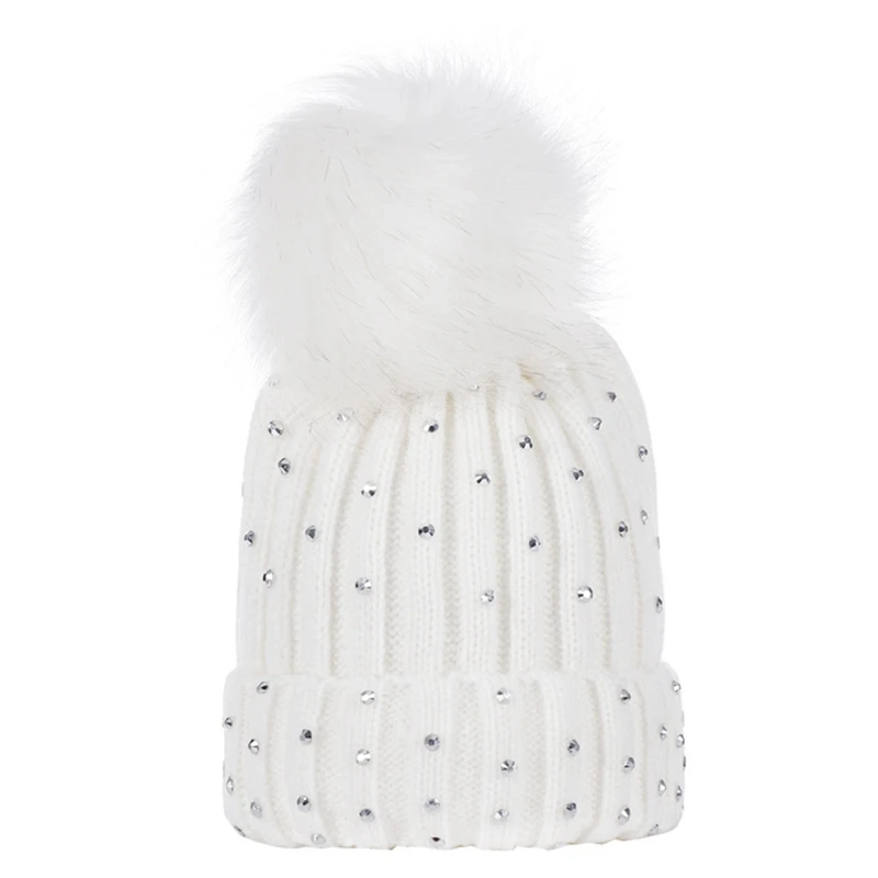 Lovely Big Pompom Kids Baby Hat Winter Warm Knitted Girl Cap Bonnet Crochet Ball Beanie