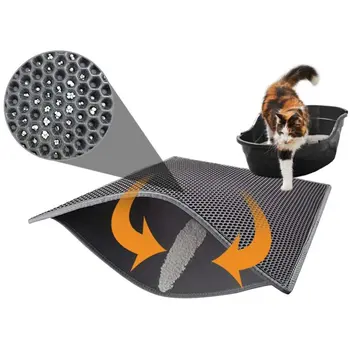 

Double Layer Cat Litter Pads Foldable Waterproof Cat Litter Mat Honeycomb Sifting Pad Protect Floor Carpet Pet Supplies Black