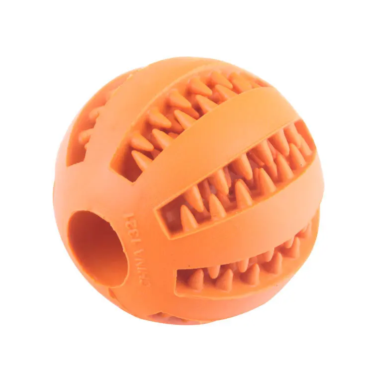 Игрушки для домашних животных мяч для собаки кошки интерес взаимное действие распределение продуктов питания игрушки для собак из натурального каучука зубная щетка для собак чистый шар игрушки для щенков - Цвет: Оранжевый