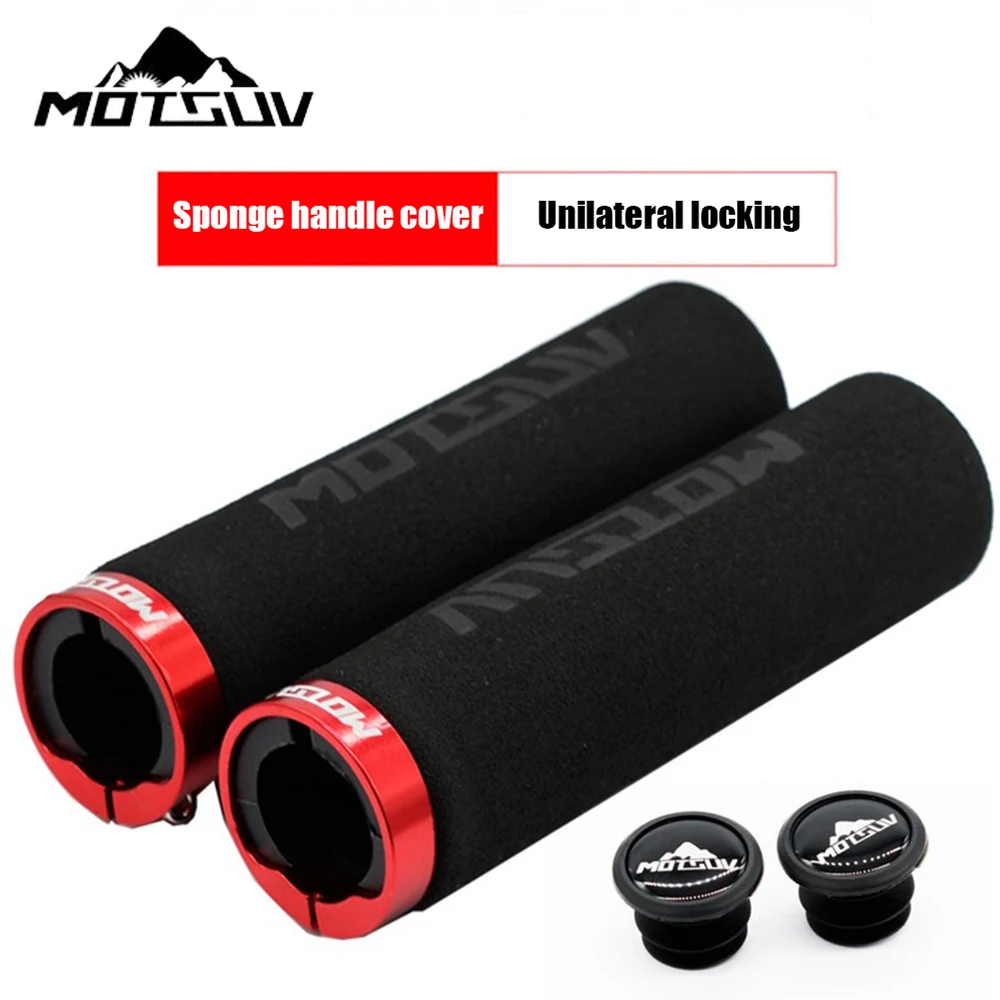 MOTSUV 1Pair MTB Bike Handlebar Cover Grips Bicycle Locking Sponge Handle Grip Anti-skid Bar End Cap Plugs Cycling Accessories
