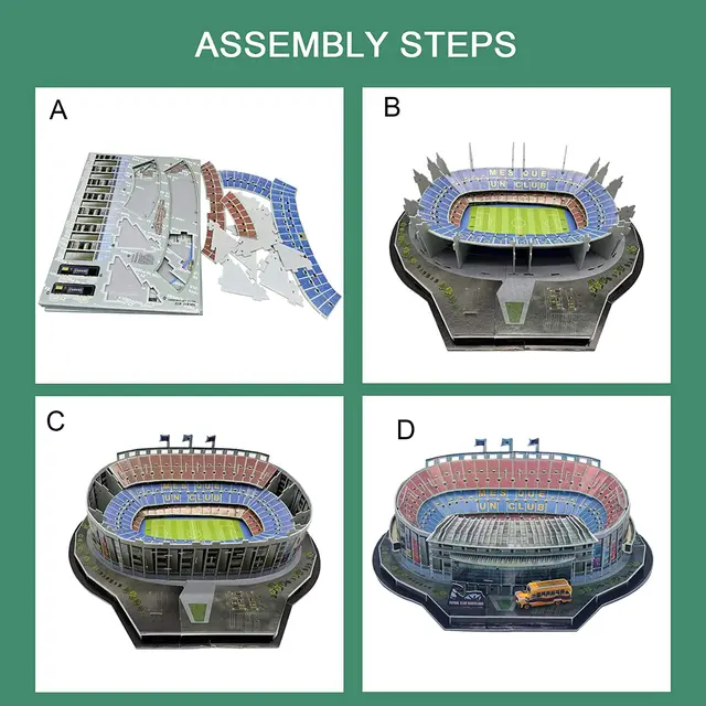 Classic DIY 3D Puzzle World Football Stadium European Soccer Playground Assembled Building Model Puzzle Toys for Children YJN 5