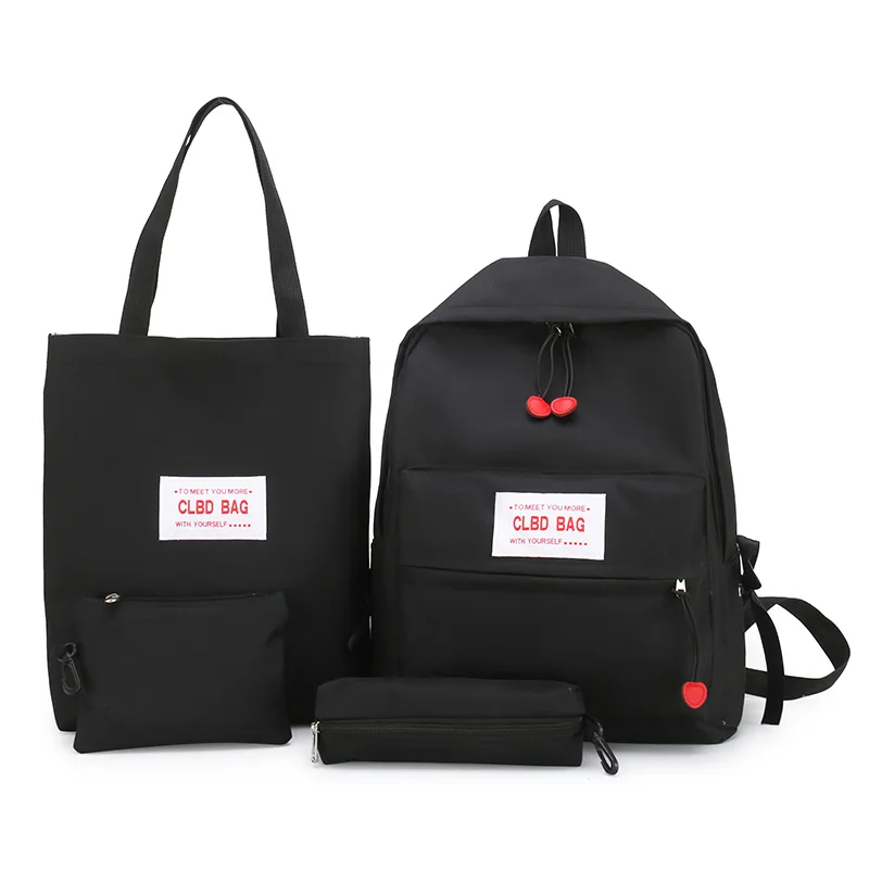 

Canvas Backpacks For Women 2019 Travel Teens Back Pack High School Students School Book Bags Lady Leisure Backpack 4pcs/set