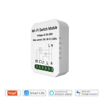 

8PCS Mini DIY WiFi Smart Light Switch Single Pole/3 Way 1 Gang Module Smart Life/Tuya App Work with Amazon Alexa/Google Home