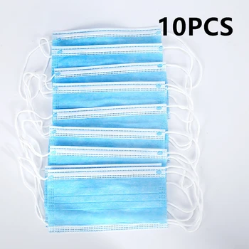 

10pcs Anti-Dust Dustproof Disposable Earloop Face Mask Mouth Masks One-Time Facial Protective Cover For Adults Kids Large Stock