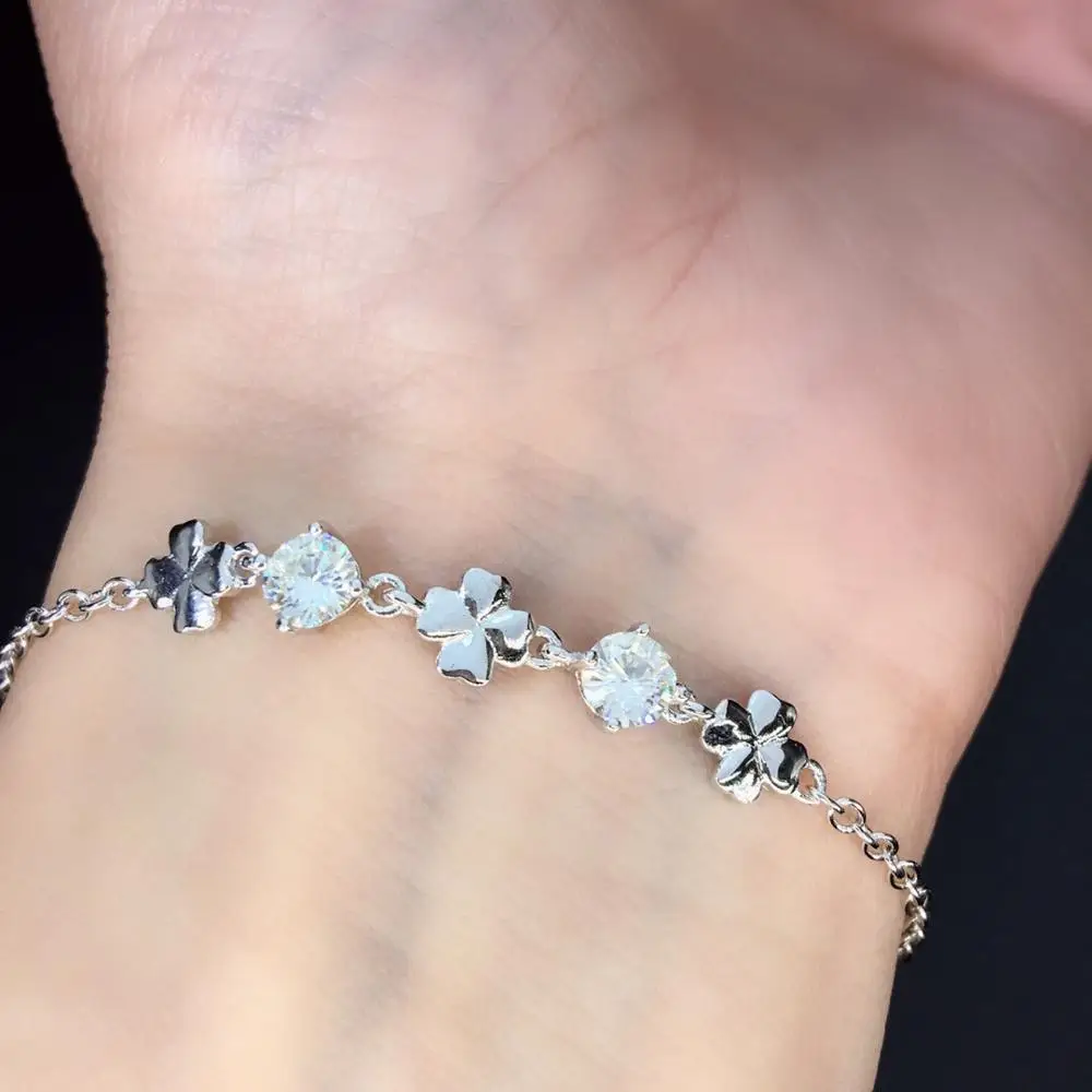 

Poetry Of Jew Store Round Silver Moissanite hand catenary Total 0.60ct Luxury Moissanite S925 silver hand catenary for Women