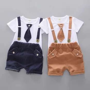 

Toddler Boys Clothes Set Summer Children Clothes Gentleman Tie Shirt+Shorts Tracksuit Suit Kid Outfit For Baby Boys Clothes 2020