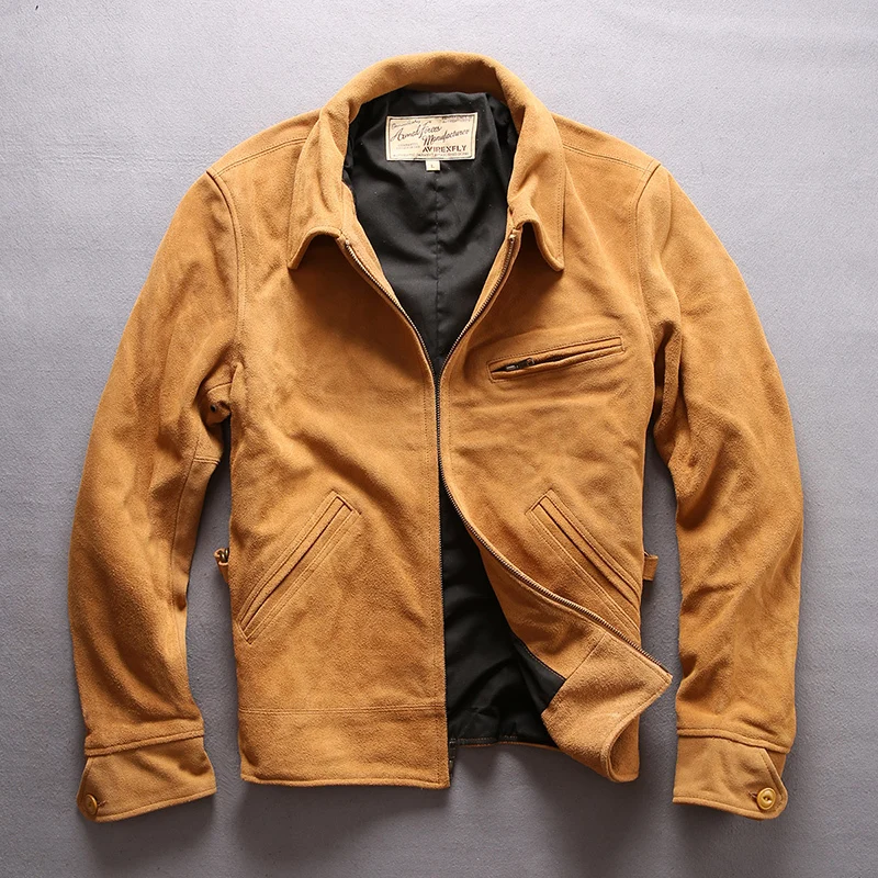 

men's brand cow leather spring autumn top soft cowhide coat handmade vintage rider jacket free shipping